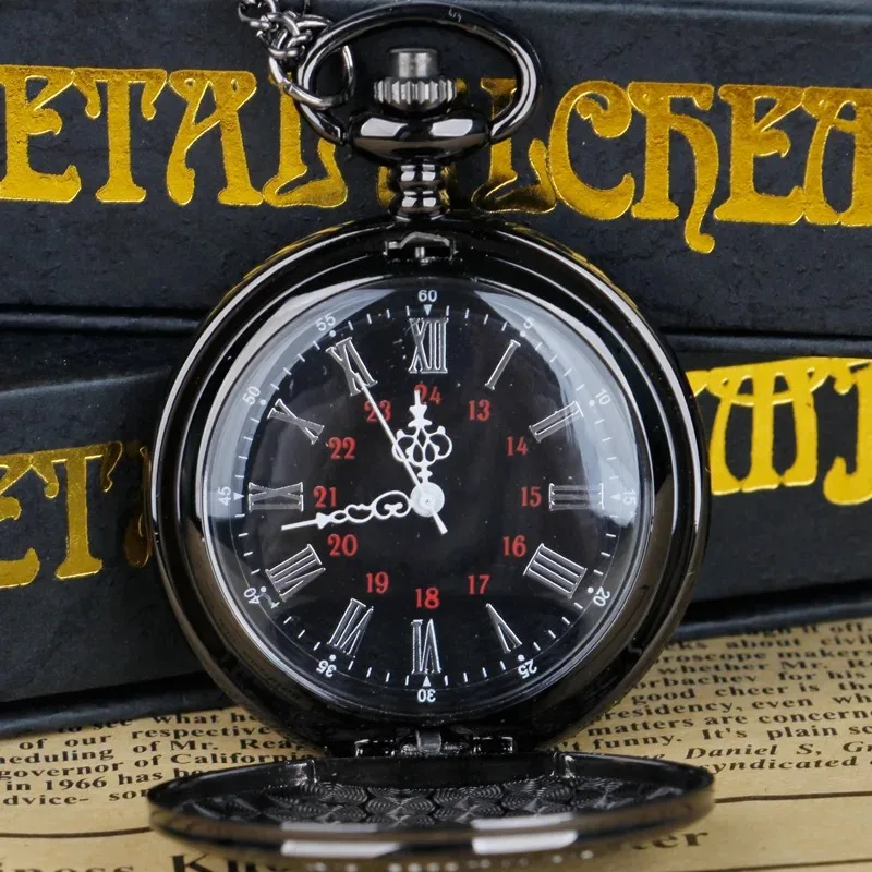 ساعة جيب كوارتز سوداء Steampunk "إلى زوجي" ساعة رجالية تذكارية أفضل الهدايا للرجال زوج قلادة على مدار الساعة