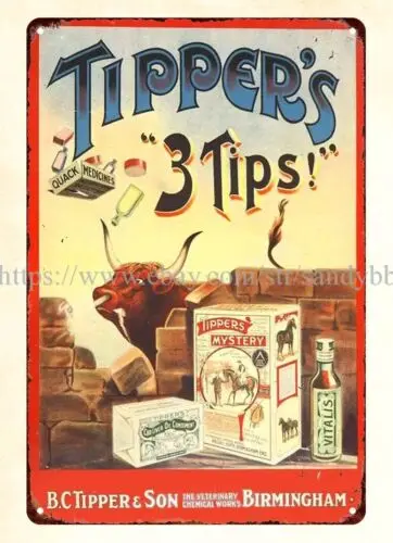 hanging reproductions Tippers Quack Medicines metal tin sign