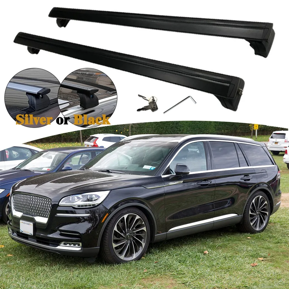 2PCS Aluminum Ajustable Crossbar Fit for Lincoln Aviator 2020-2024 Cross Bar Flush Roof Rack Luggage Cargo Carrier Lockable