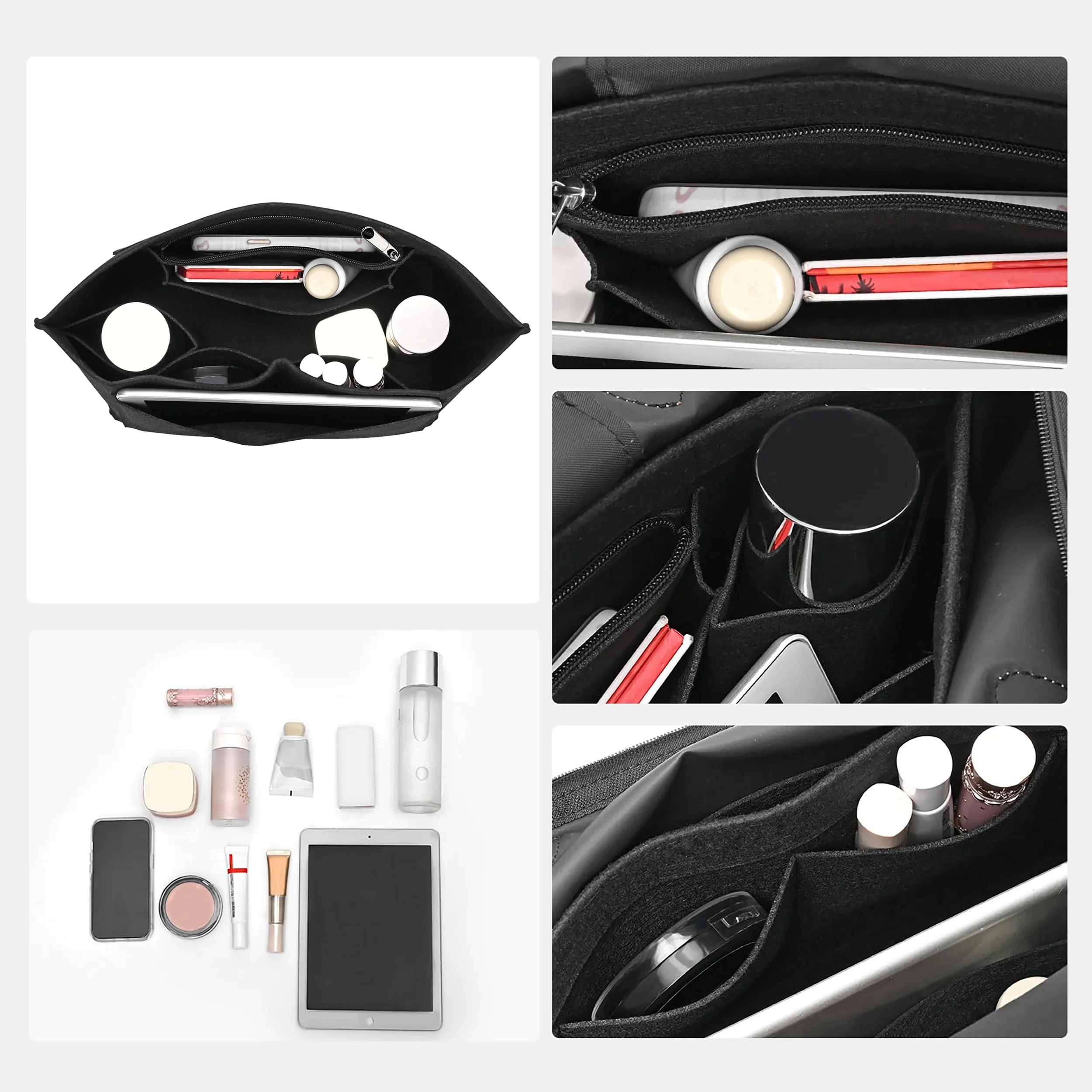 Felt Insert Bag For Longchamp Handbag Liner Bag Felt Cloth Makeup Bag Support Travel Portable Insert Purse Organizer, 4 Size image 3