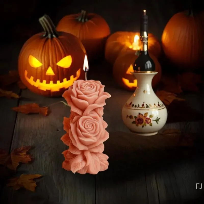 [YU] ثلاثية الأبعاد عمود الورد شمعة قالب من السيليكون لتقوم بها بنفسك هندسية زهرة العمود شمعة الجص حلية قالب ديكور الزفاف