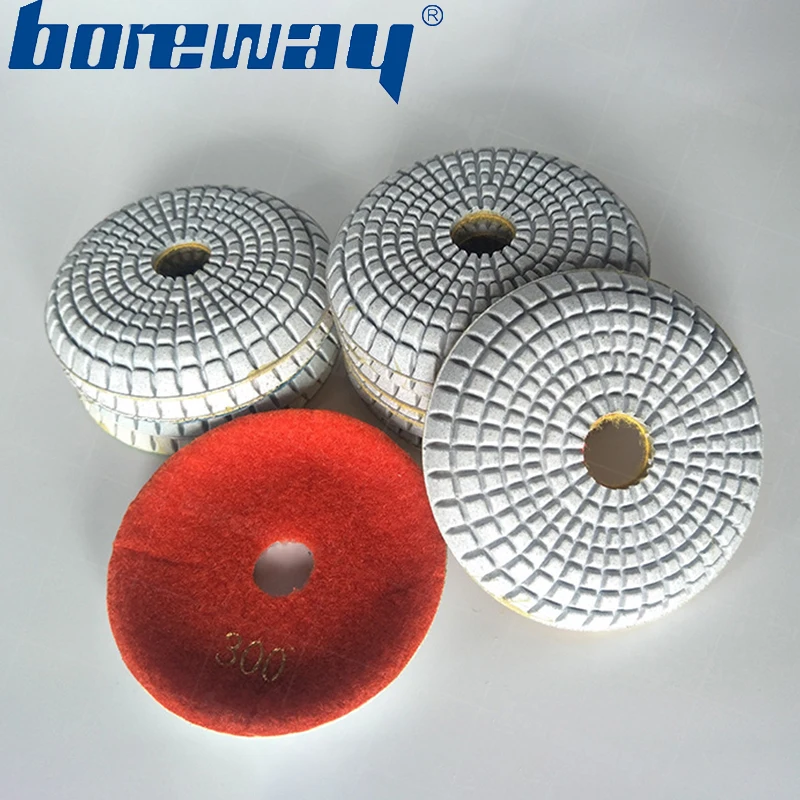 

Boreway 4" 100mm Diamond Convex Polishing Pads Bowl-Shaped Grinding Discs Wet Use #50-#3000 For Granite Marble Stone Concrete