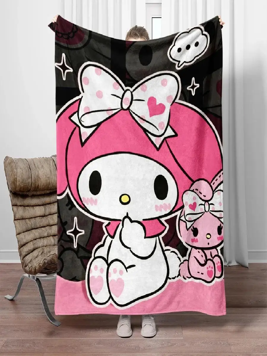 My Melody HD Printed Lightweight Flannel Throw Blanket for Bed Travel Camping Living Room Office Couch Chair