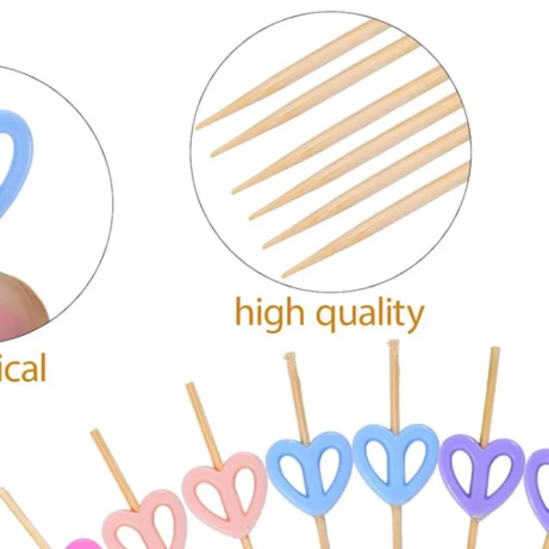 New Sale 100Pcs Heart Cocktail Picks Toothpicks Skewers Bamboo Appetizer Sticks Decorations For Food Drinks Fruits Dessert