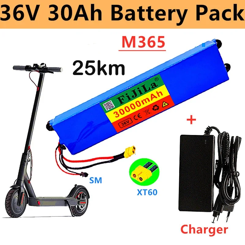 

100% Genuine 36V 30Ah Lithium Ion Battery Pack, Suitable for 10s3p M365 Pack Electric Scooter BMS + Charger