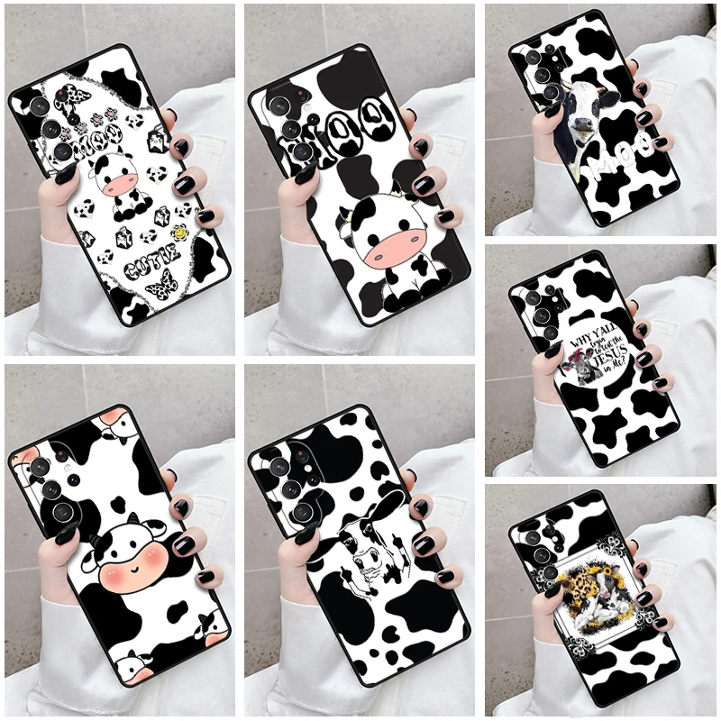 Phone Case For Samsung Galaxy S24 S23 S21fe S22 Ultra Plus Note 10 20 S8 S9 S10 Cover Dairy Cattle Cow Speckle