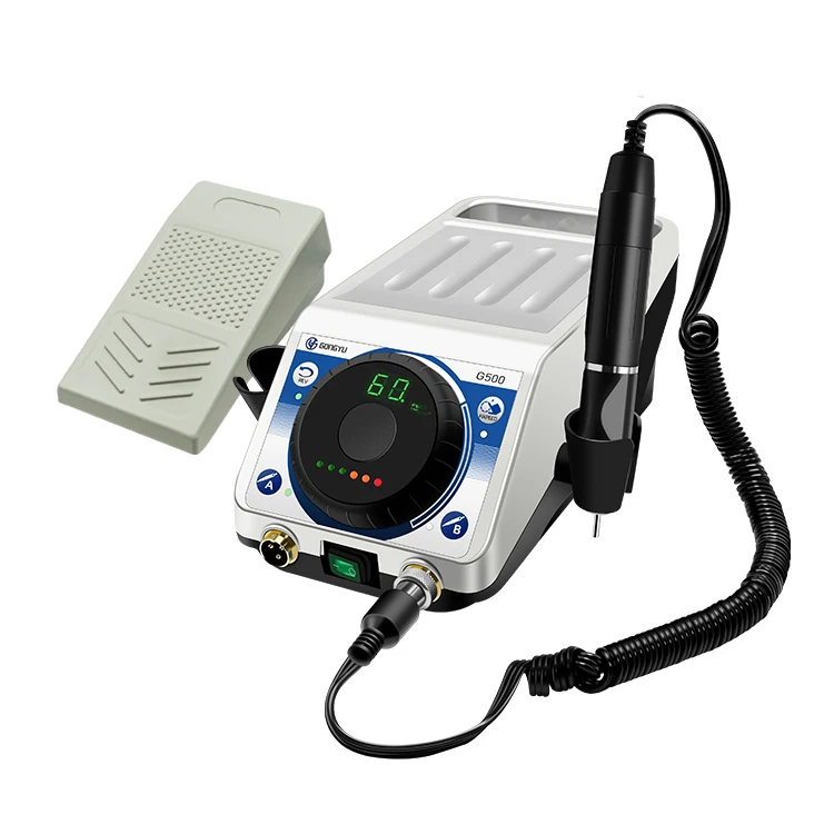 Brushless Dental Lab Micromotor 10.NCM 60000RPM Handpiece Engraving Drill Jewelry Polishing Machine with Foot Control Pedal