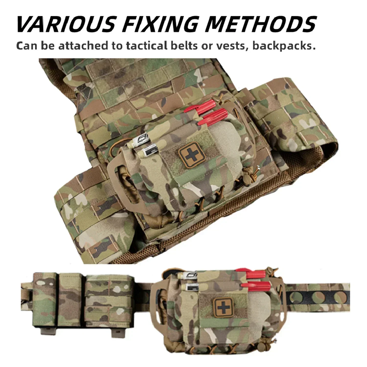 IFAKon Reflex M First Aid Kit Pouch for Duty Belt, MOLLE Two-Piece System IFAK Trauma Kit Med Roll Carrier for Outdoor Emergency