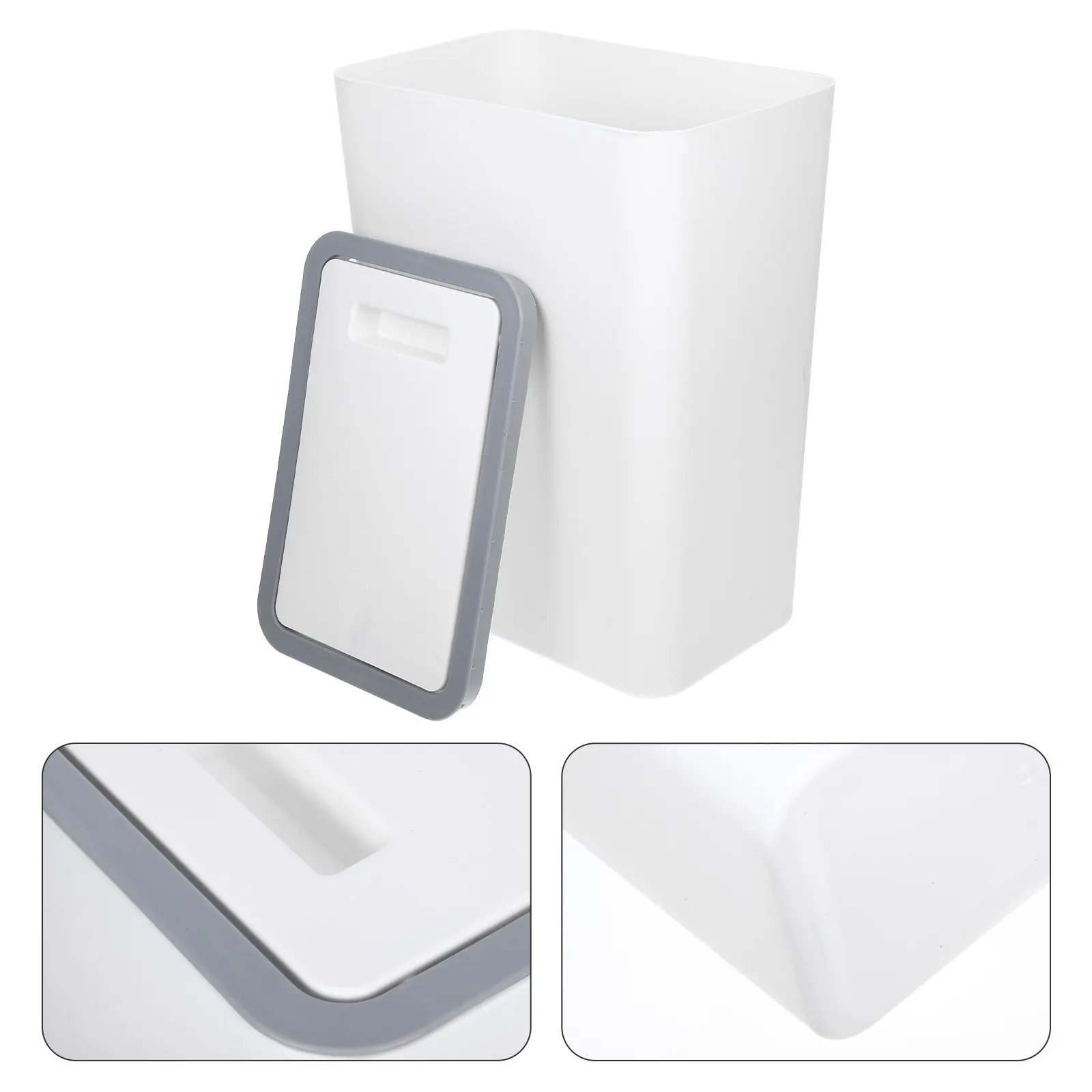 Multifunctional Stylish PP Plastic Trash Can with Lid Compact Design for Bathroom Bedroom Kitchen Office Home Use Easy Clean