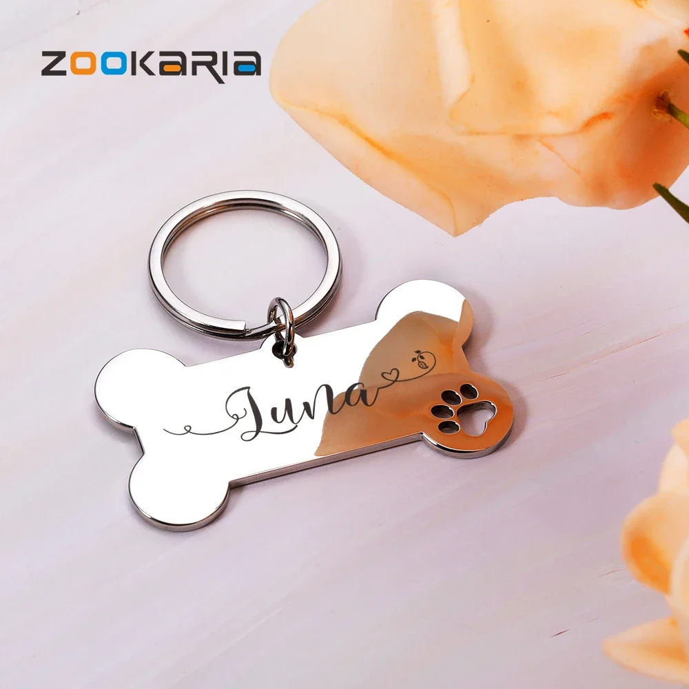 Mirror Name Plate Personalized Dog ID Tag  Anti-Lost Pet Collar Pendant Free Engraving Customized Cat Kitten ID Tag Accessories