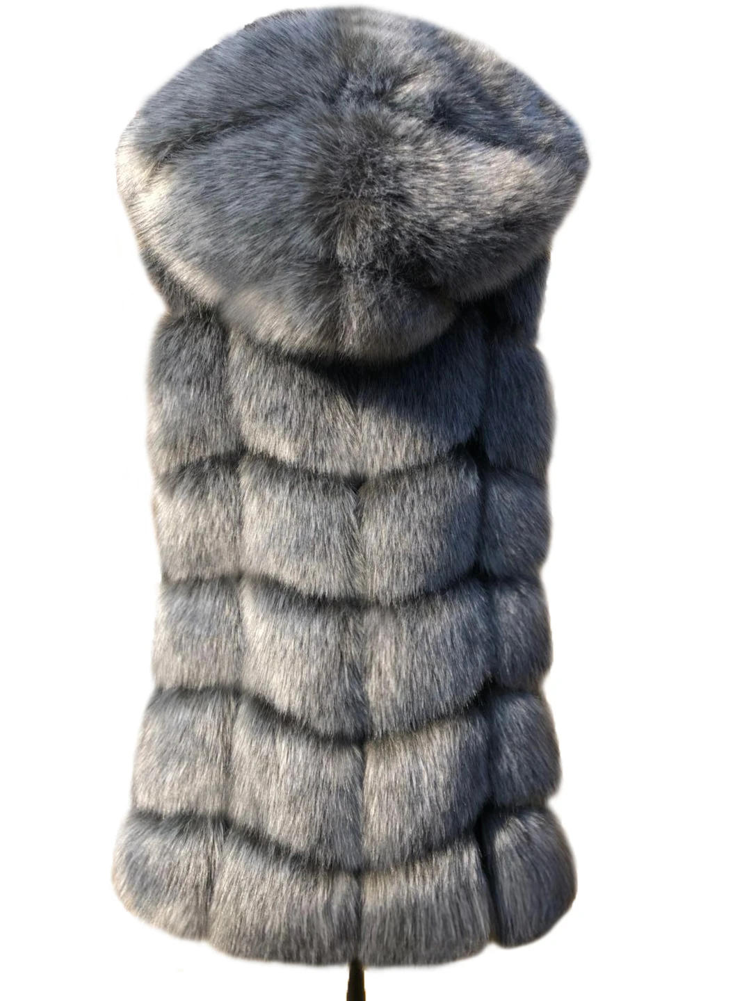 ZADORIN New Fashion Women Sleeveless Faux Fur Coat Hooded Winter Women Faux Fur Gilet Pelliccia Faux fur Vest Jacket bontjas