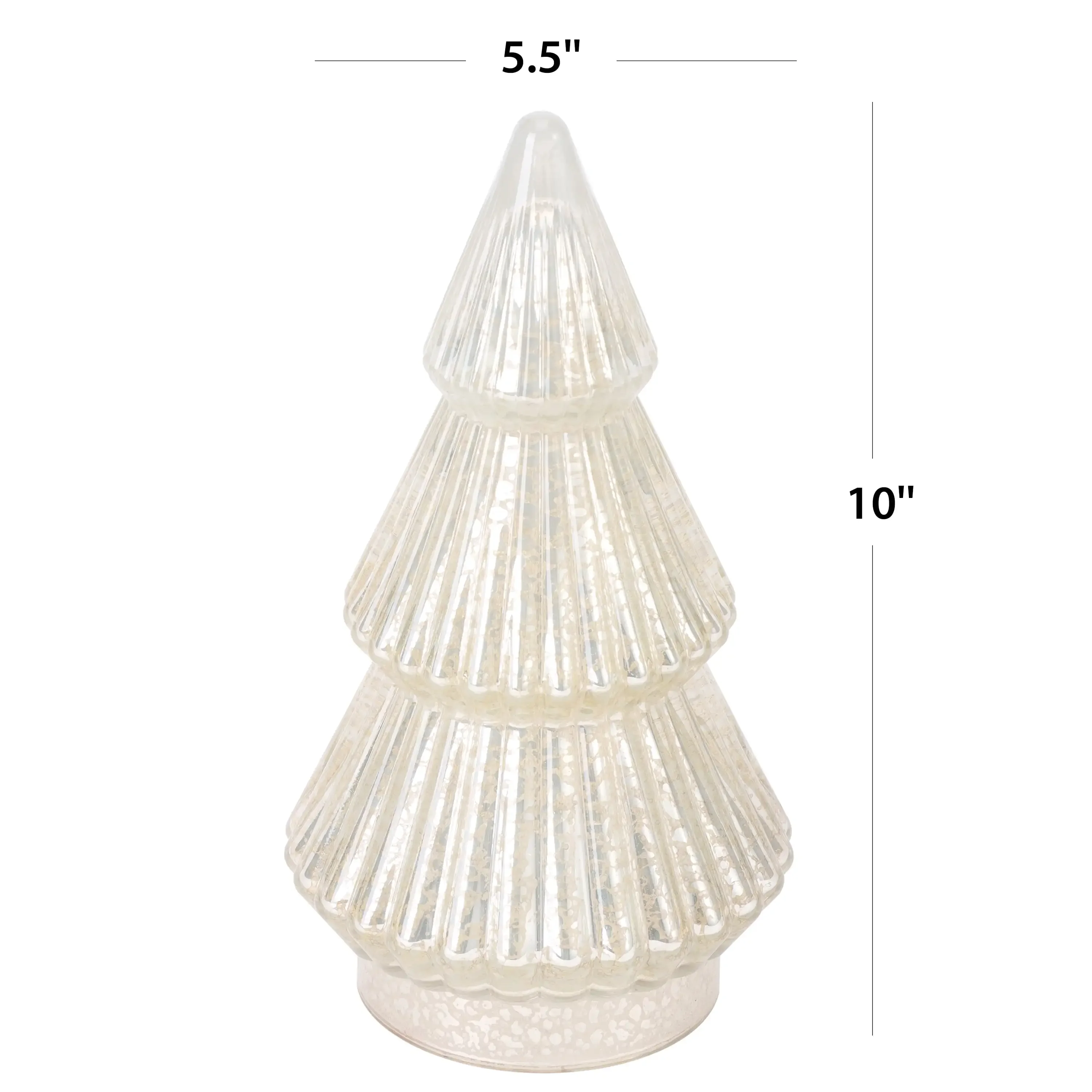 Mini albero di Natale in vetro smerigliato: design a costine scintillanti, decorazioni natalizie da scrivania per ufficio o casa