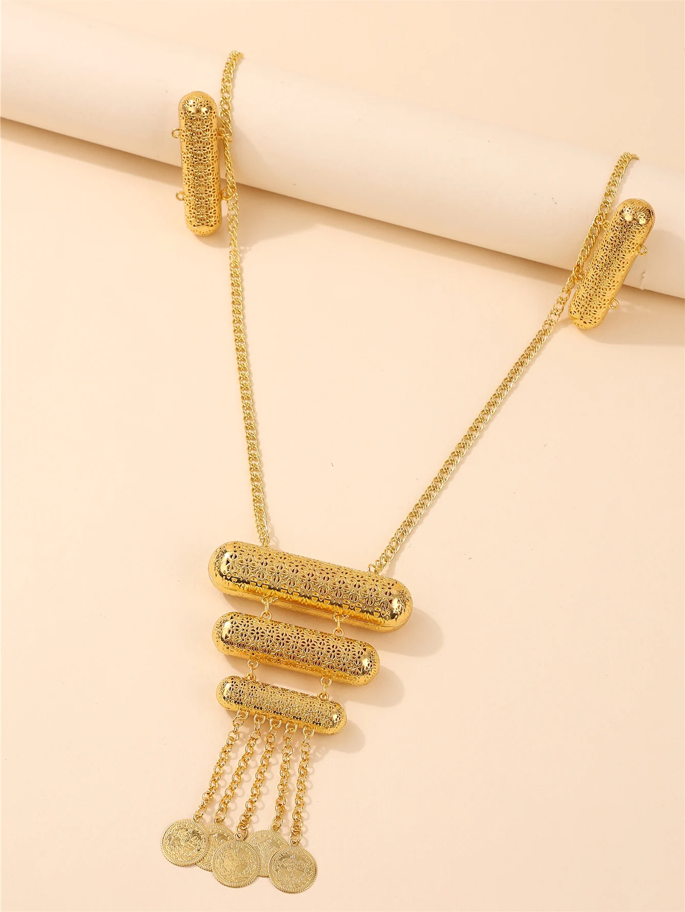 سلاسل جسم عباية للسيدات مطلية بالذهب عيار 22 قيراط - إكسسوارات فاخرة عتيقة، مجوهرات الزفاف/الزفاف/الحفلات/جالا/الأداء #5