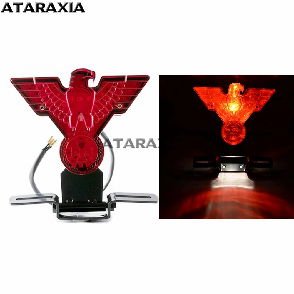 Motorcycle Rear Light w/ Bracket Bird Brake Light For Harley Cafe Racer Chopper Custom Warbird Eagle Stop Lamp Red Taillight