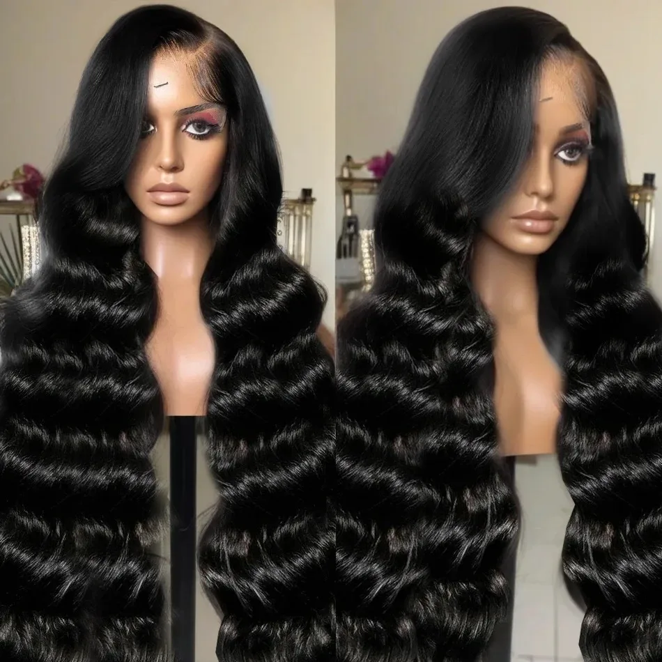 30 Inch 13x6 Body Wave Lace Front Wig Lace Frontal Human Hair Wig 200 Density HD Transparent PrePlucked For Black Women