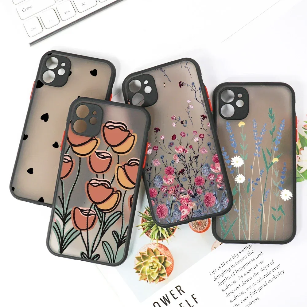 Fundas de teléfono mate transparente para iPhone 13, funda de silicona para iPhone 15 Pro Max 14 11 12 7 8 Plus X XR XS Max XR SE 2022 2020