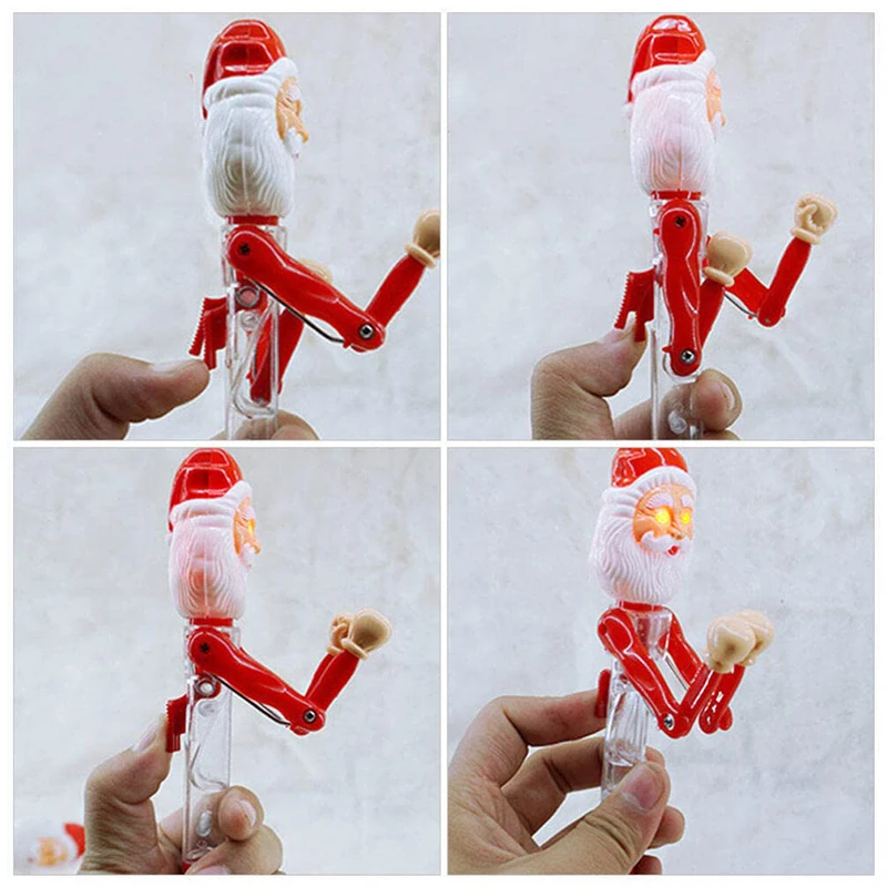 6Pcs Christmas Santa Claus Ballpoint Pens Funny Santa Claus Ballpoint Ink Pens LED Boxing Pens Punching Pens for Office Home