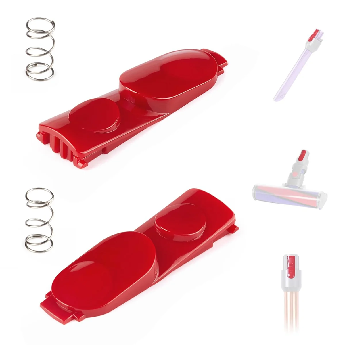 L65A 6PCS Wand Tube/Cleaner Head Clip Latch Tab Button for Dyson V7 V8 V10 V11 V15 Vacuum Replacement Tool Button with Spring