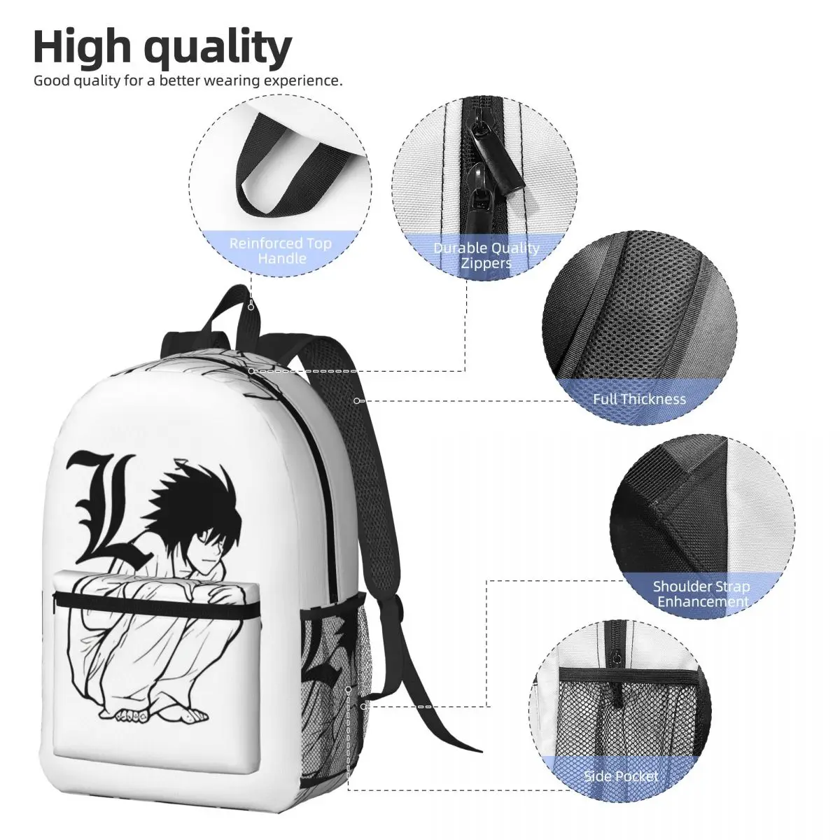 The Detectives Silence Backpack Student BookBag Kids School Bag Computer Shoulder Bags for Men Women