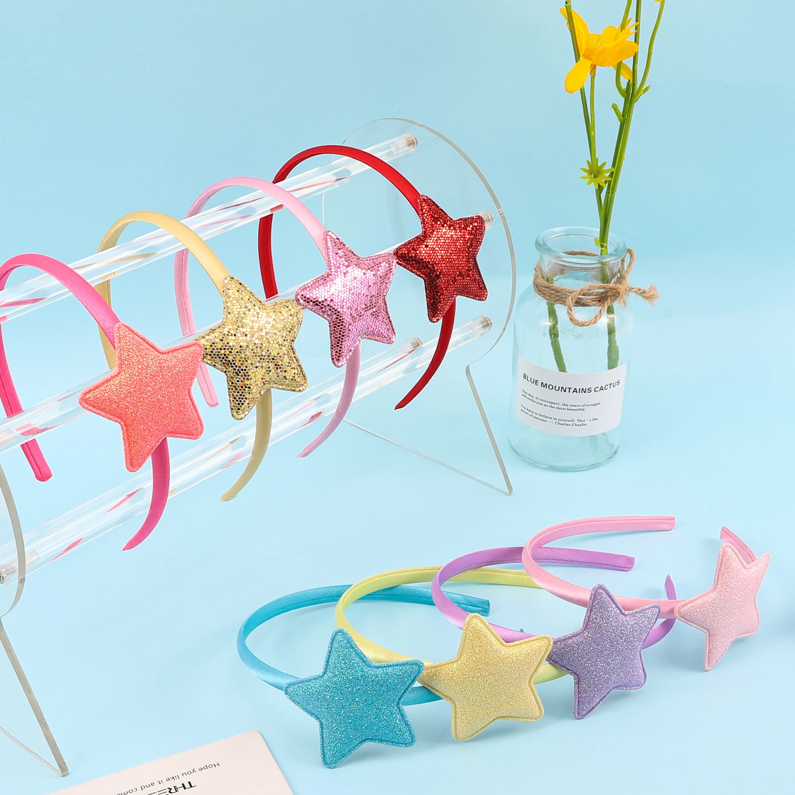 Fashion Women glitter Pentagram Star Hairbands Geometric New Thin Headbands Elegant Headdress For Daily Party Hair Accessories