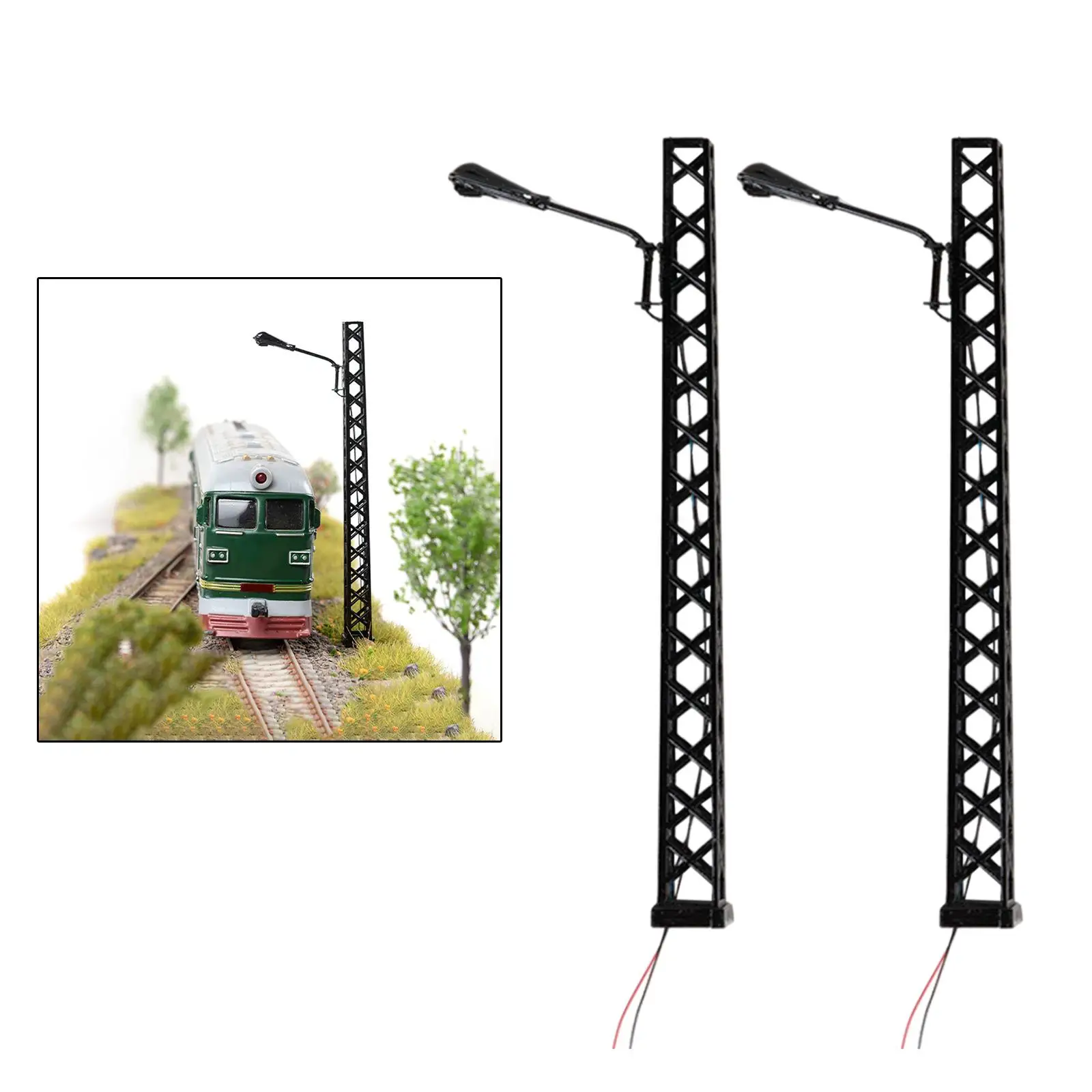 2x 1:87 Lattice Mast Light Miniature Accs Decoration Sand Table Model H0