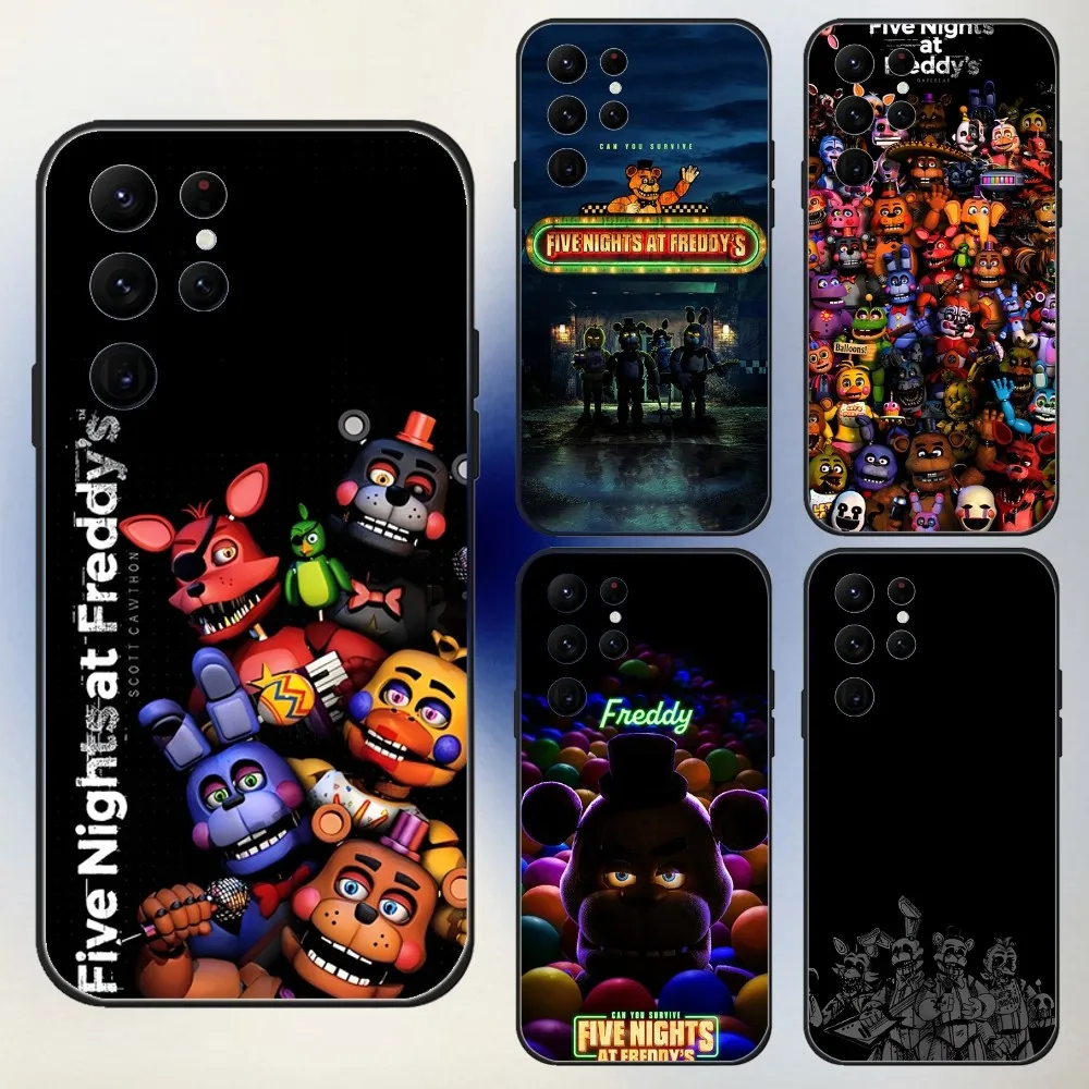 FNAF F-Five N-Nights at-Freddys Phone Case For Samsung S24,23,22,30,21,10,9,Ultra,Plus,Lite,FE,5G Black Soft Case