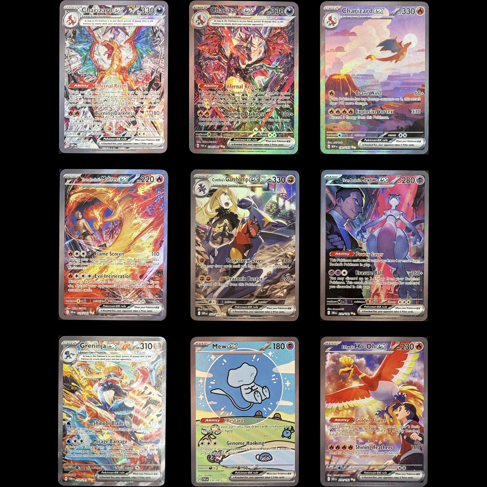

9Pcs/set Diy Self Made PTCG Rocket Team Giovanni Mewtwo Mew Charizard Ho-Oh Flash Card Classic Anime Collection Cards Gift Toy