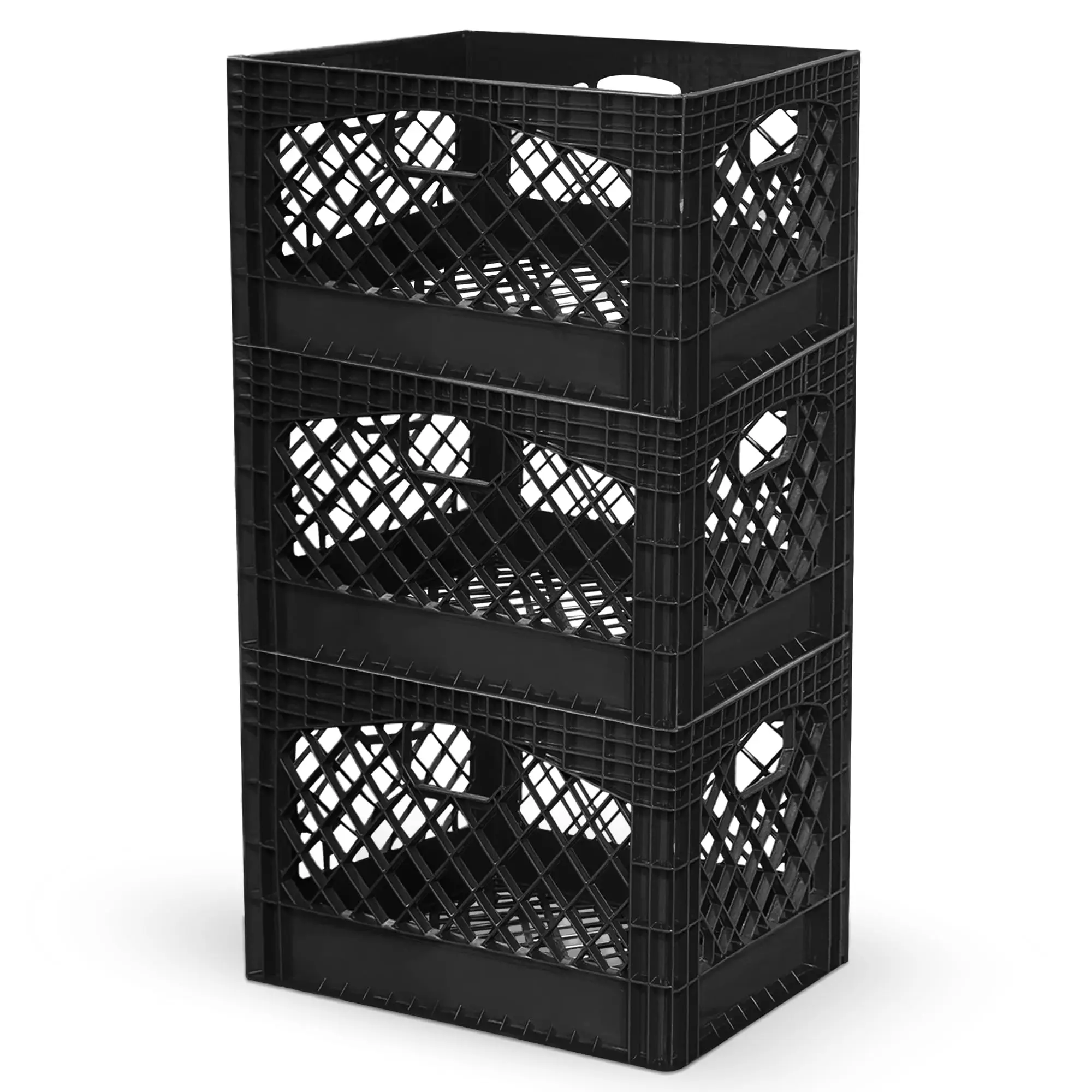 Jernaut 6 Pack 24 Quart Storage Crate, Milk Crate Plastic Basket