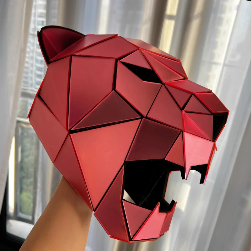 Pink Mirror Animal Headgear Pink Leopard Headgear Mysterious Guest Headgear Amusement Park Atmosphere  Eye-catching Props Dance