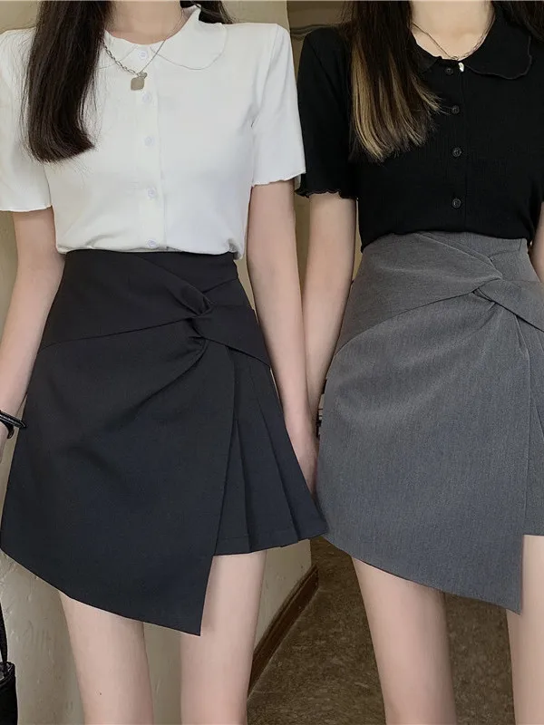 

Юбка женская асимметричная с высокой талией, разноцветная, в уличном стиле, А-силуэт, из полиэстера, средней длины, для молодых женщин