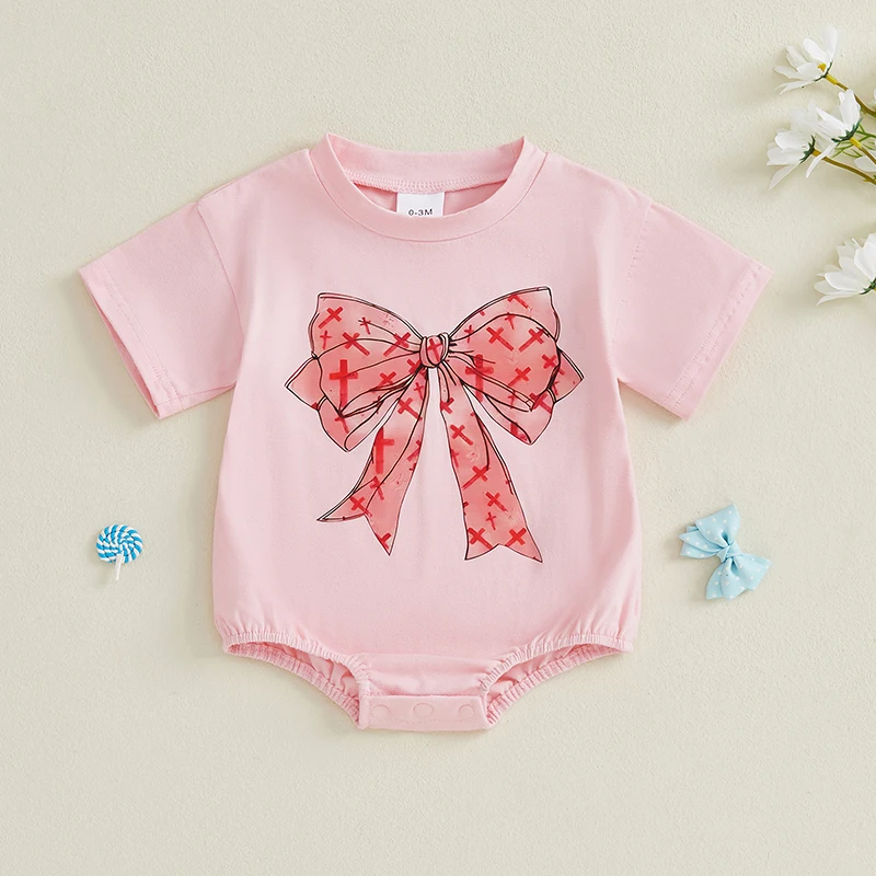 เด็กวัยหัดเดินเด็กสาวRomperรอบคอแขนสั้นพิมพ์บอดี้สูทฤดูร้อนทารกแรกเกิดสบายๆPlaysuit