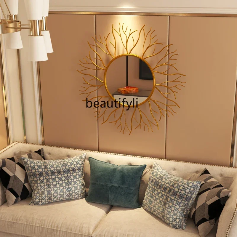 YA17 Yard wall punching household storage light luxury TV cabinet into the home, hanger floor wrought iron decoration