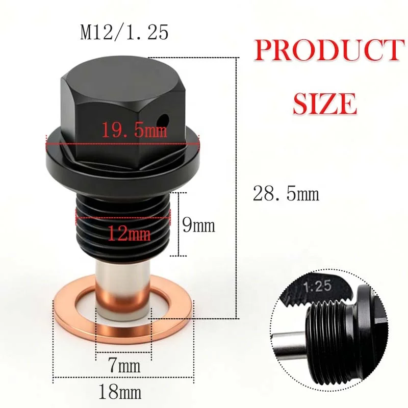 Automobile Modification Oil Pan Screw Magnetic Oil Release Screw Aluminum Alloy Gearbox Magnetic Oil Release Plug