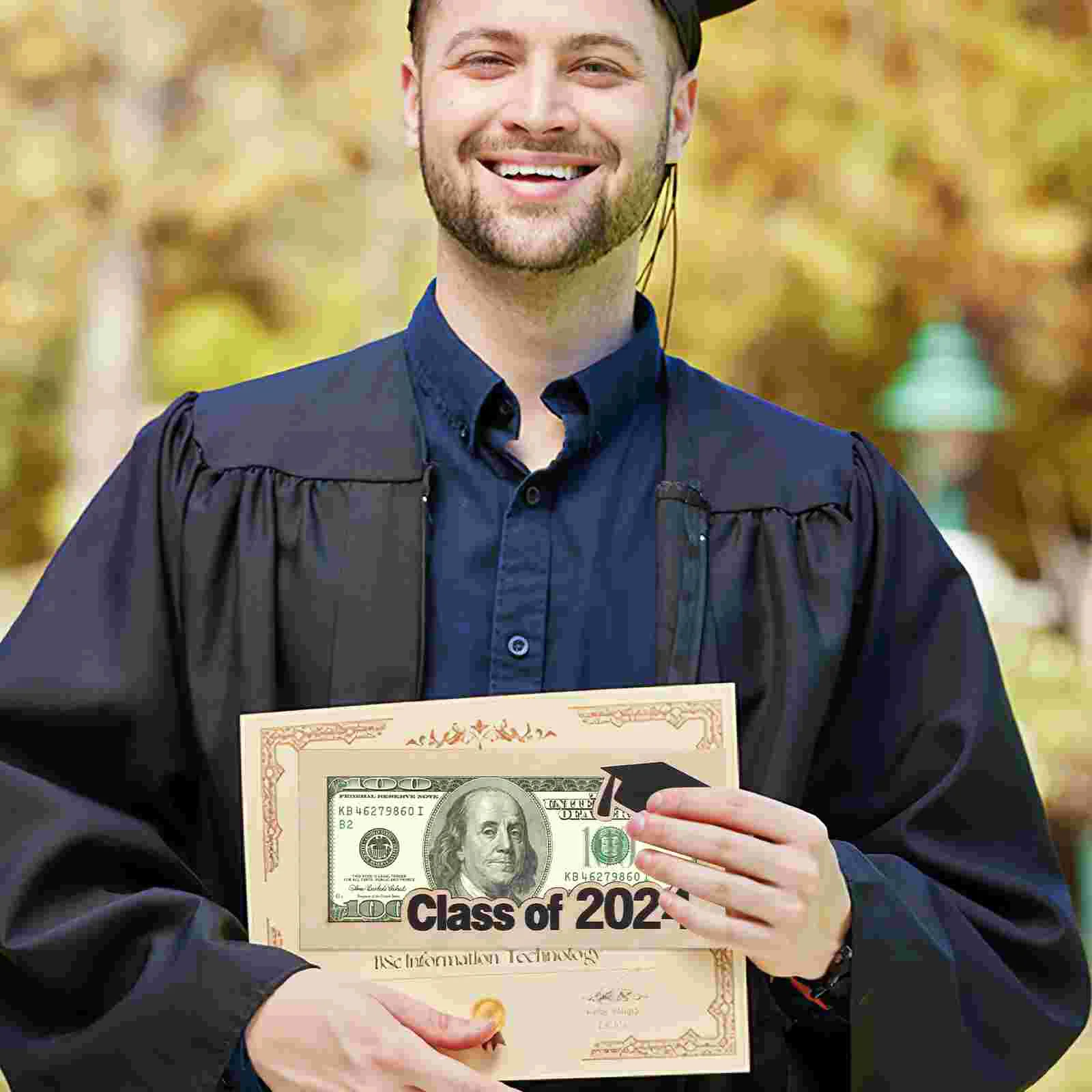 Portafoglio per laurea Busta in legno Porta soldi Clip per carte Portaoggetti Contenitore per contanti fai-da-te Gli ornamenti regalo