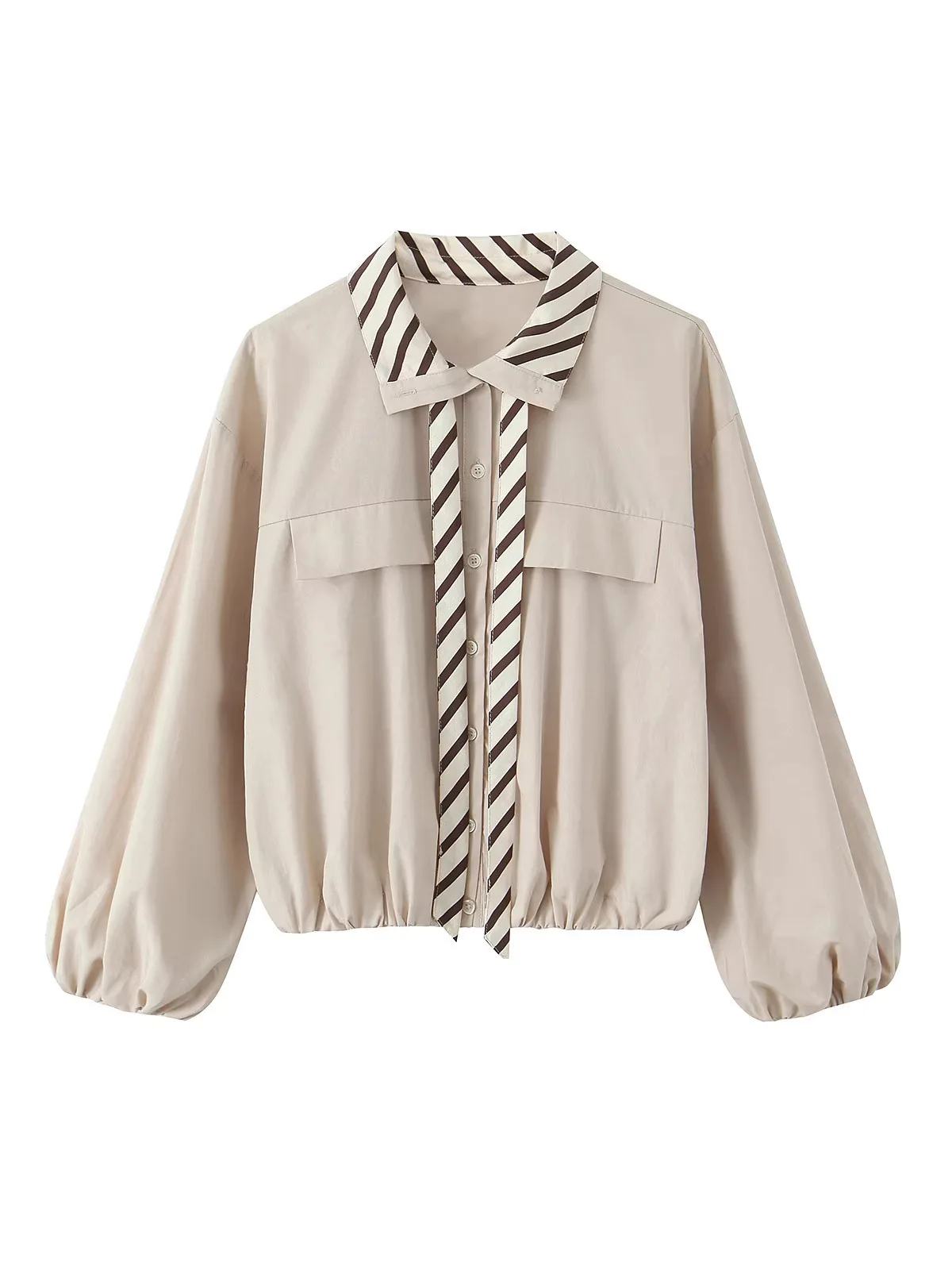 

Новая женская свободная повседневная рубашка из поплина с контрастным воротником, блузка, топ