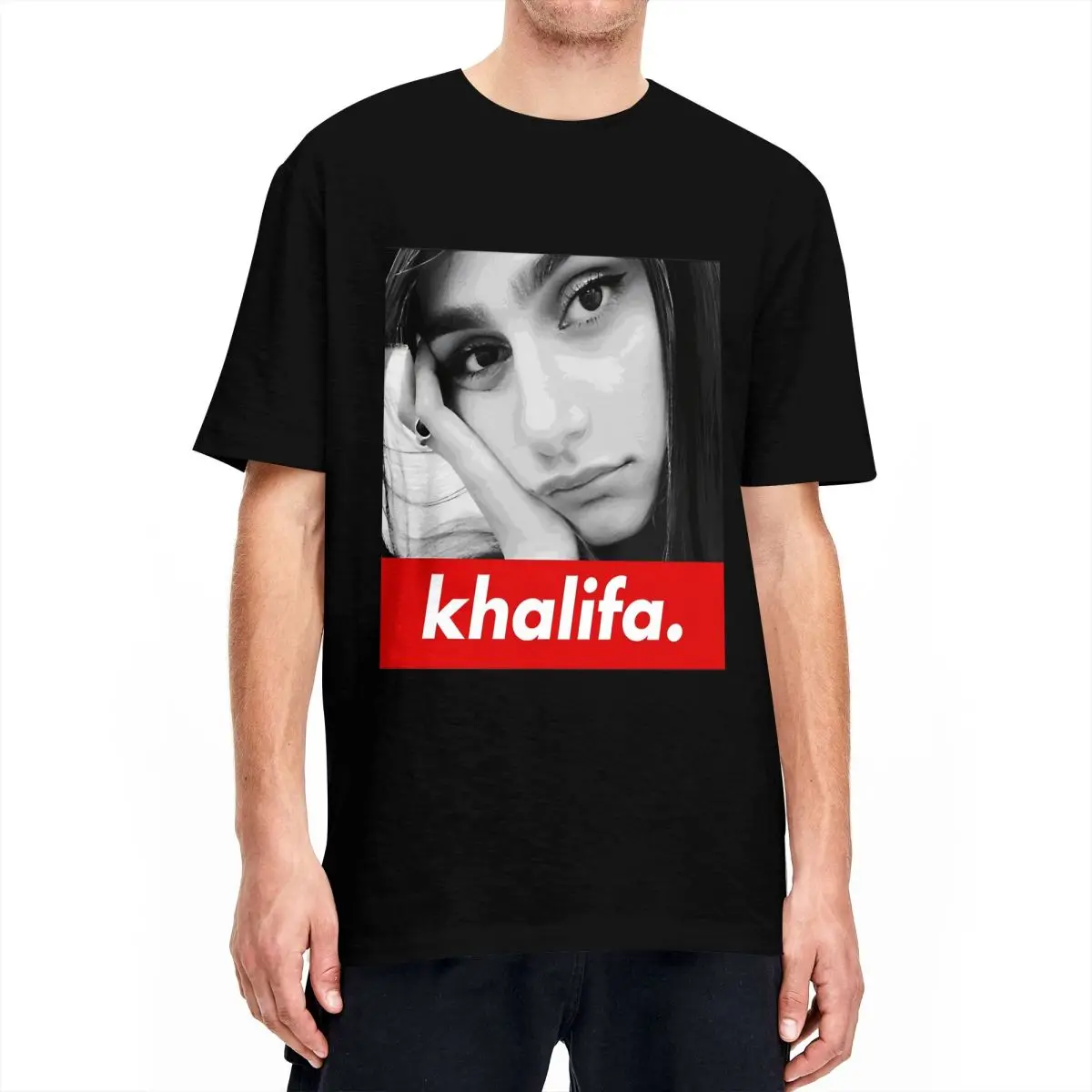 Novelty Mia Khalifa T Shirt Unisex Crewneck Short Sleeve Tops Cotton Tops