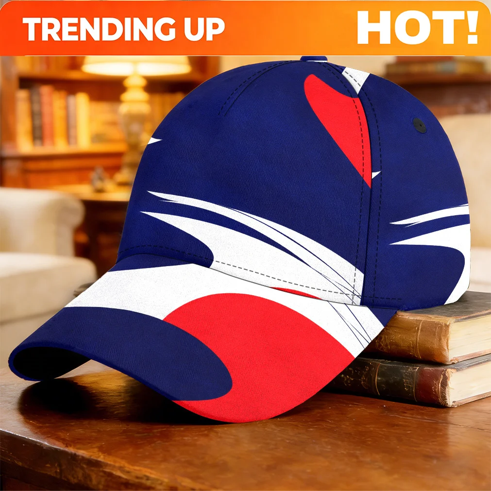 Custom 1pc-2D Print Red White Blue Wave Abstract Pattern Pattern Baseball Cap Chic Comfortable Jogging Casual Cap One Size