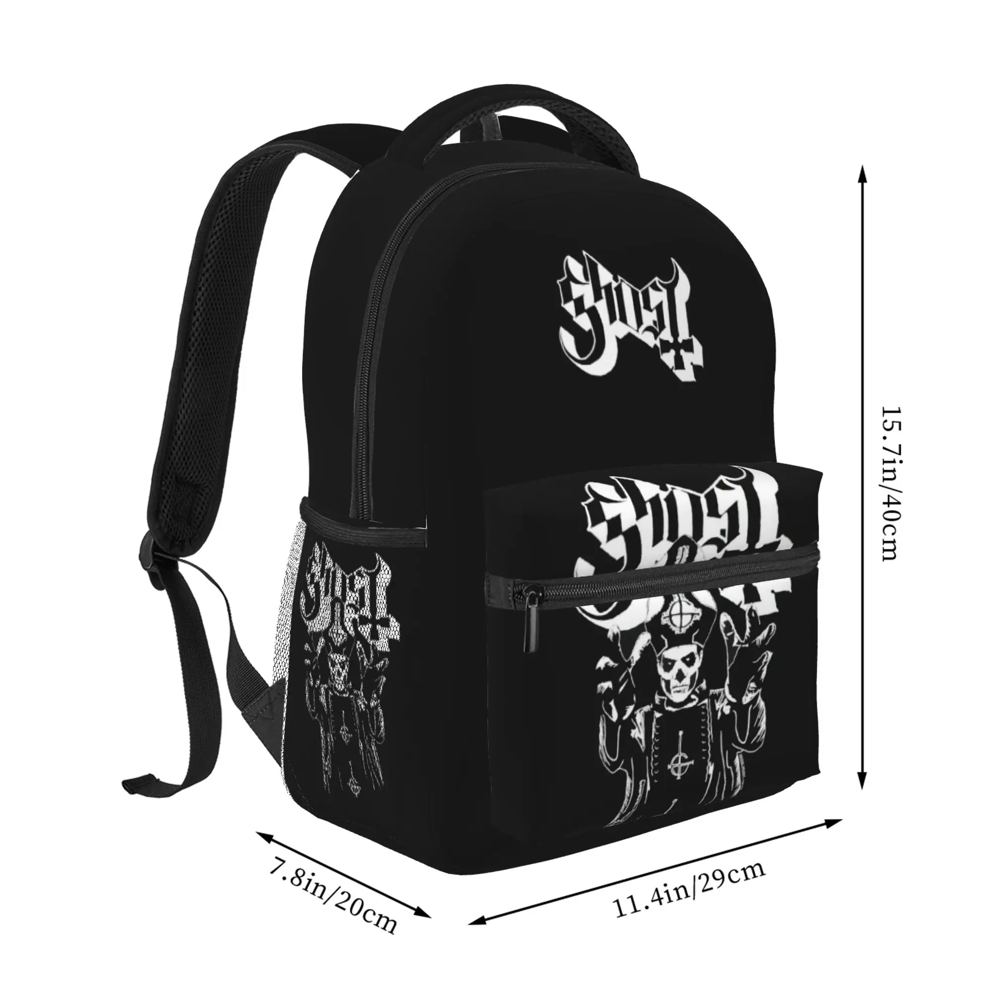 Unisex mochila casual com banda área fantasma, mochila escolar, bolsa de ombro, melhor para viagens, caminhadas e camping