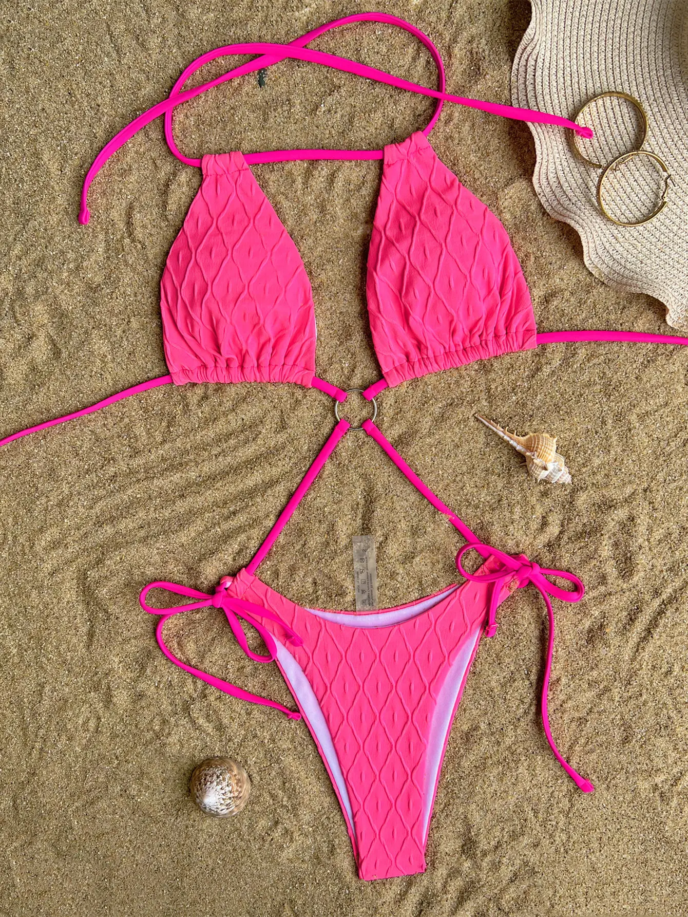 sexy bandage ring swimsuits one piece halter bikinis bodysuits Swimwear Biquini conjunto de bikini Woman beach outfits bakini