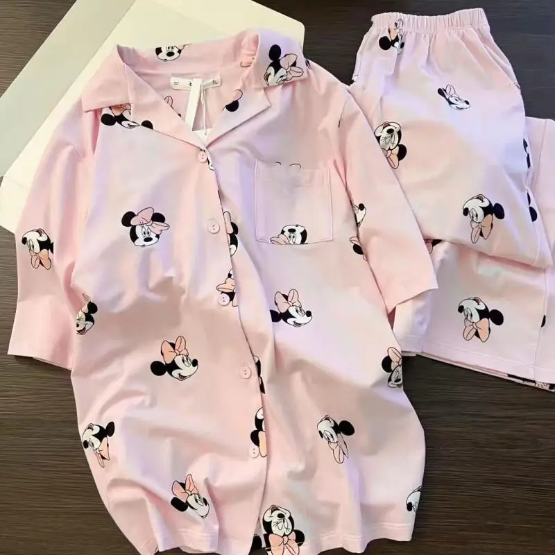 Cute Dot Cartoon Cute Pajamas Set for Women Lapel Neck Fashion Women's Pajamas Autumn Winter New Long Sleeve Sleepwear Students