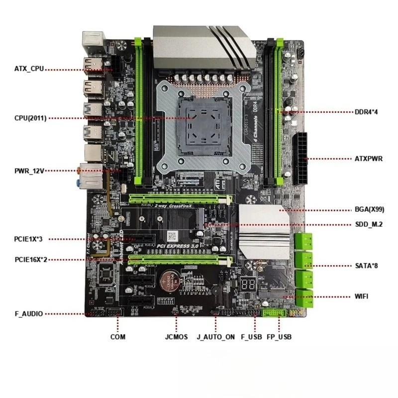 For Main Board 2011-V3 Pins Computer Main Board DDR4 Memory Support V3cpu Super X79 E5-2680V2
