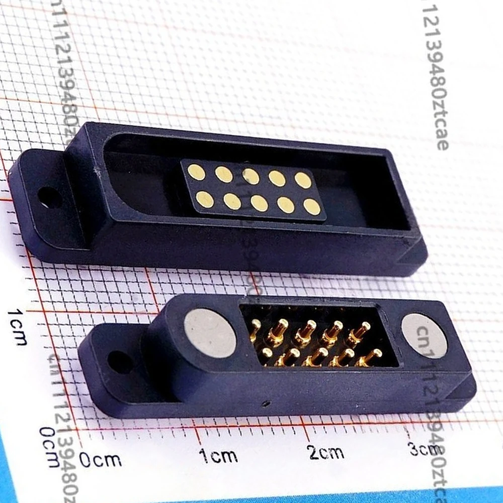 Double Row Magnetic Pogo Pin Connector, High Current for Data Transmission & Charging