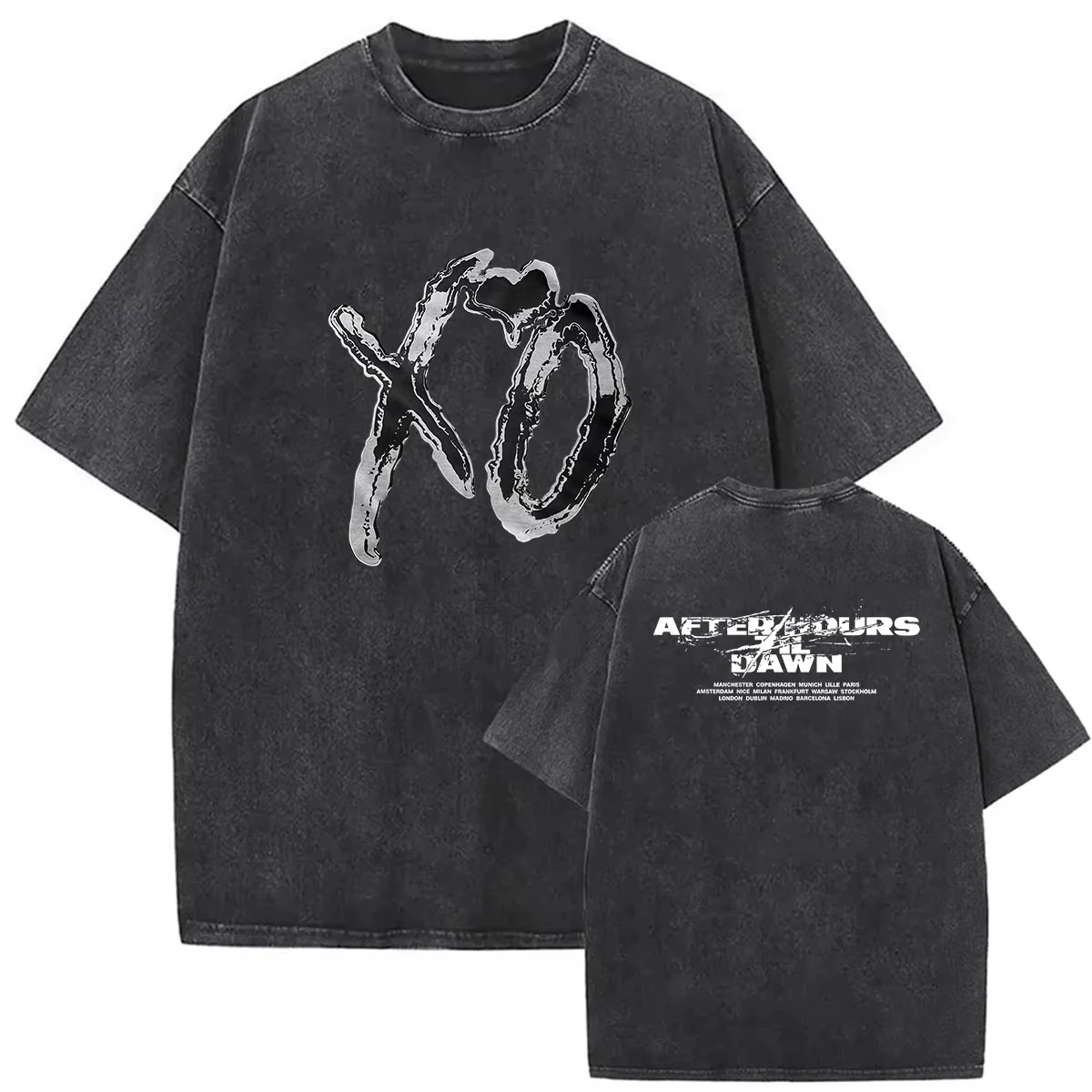 The Weeknd After Hours Til Dawn Stadium European Tour 2026 Graphic Print T-Shirt Man Women Retro Washed Cotton Summer New Tee