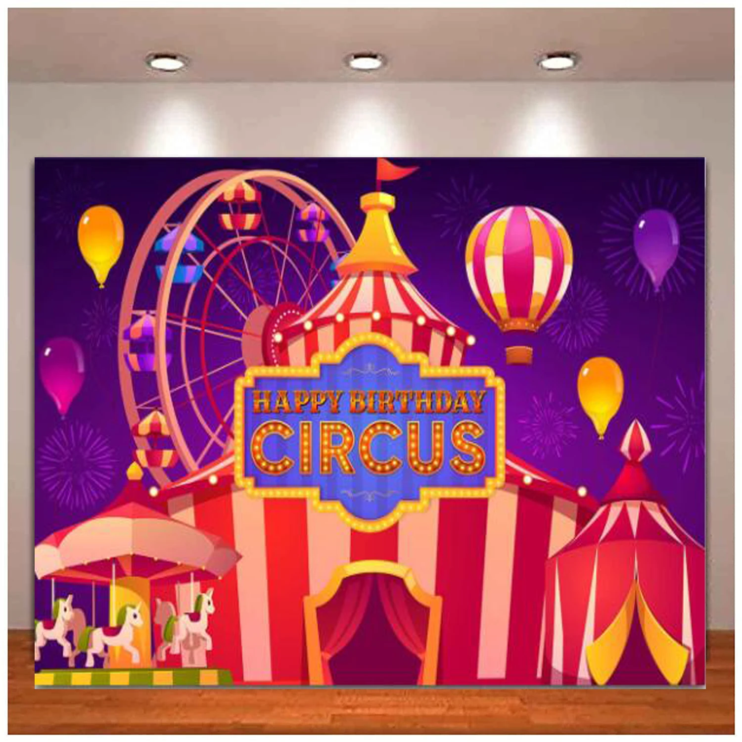 Photography Backdrop Carnival Circus Party Background Cake Table Birthday Outside Yard Indoor Outdoor Decoration Banner Poster