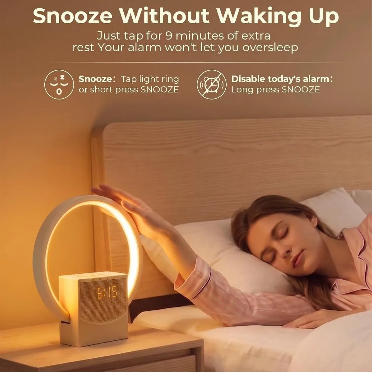 Wake Up Light Alarm Clock, Sleep Aid Bluetooth Audio Player, Adjustable Brightness Ambient Lamp, Calming White Noise Machine, Co