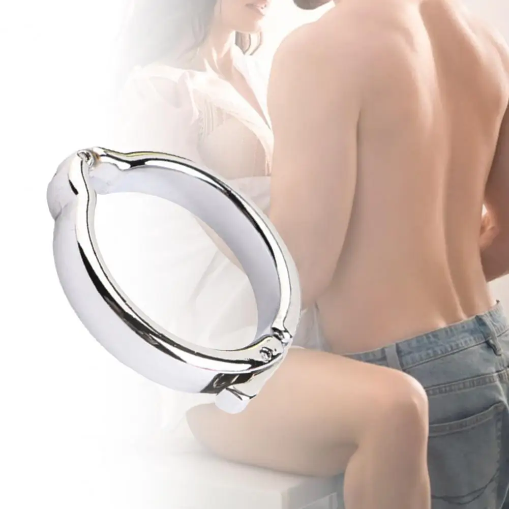 Silver  Durable Adjustable Penies Lock Ring Perfect Fitting Penis Ring Easy to Clean   for Indoor