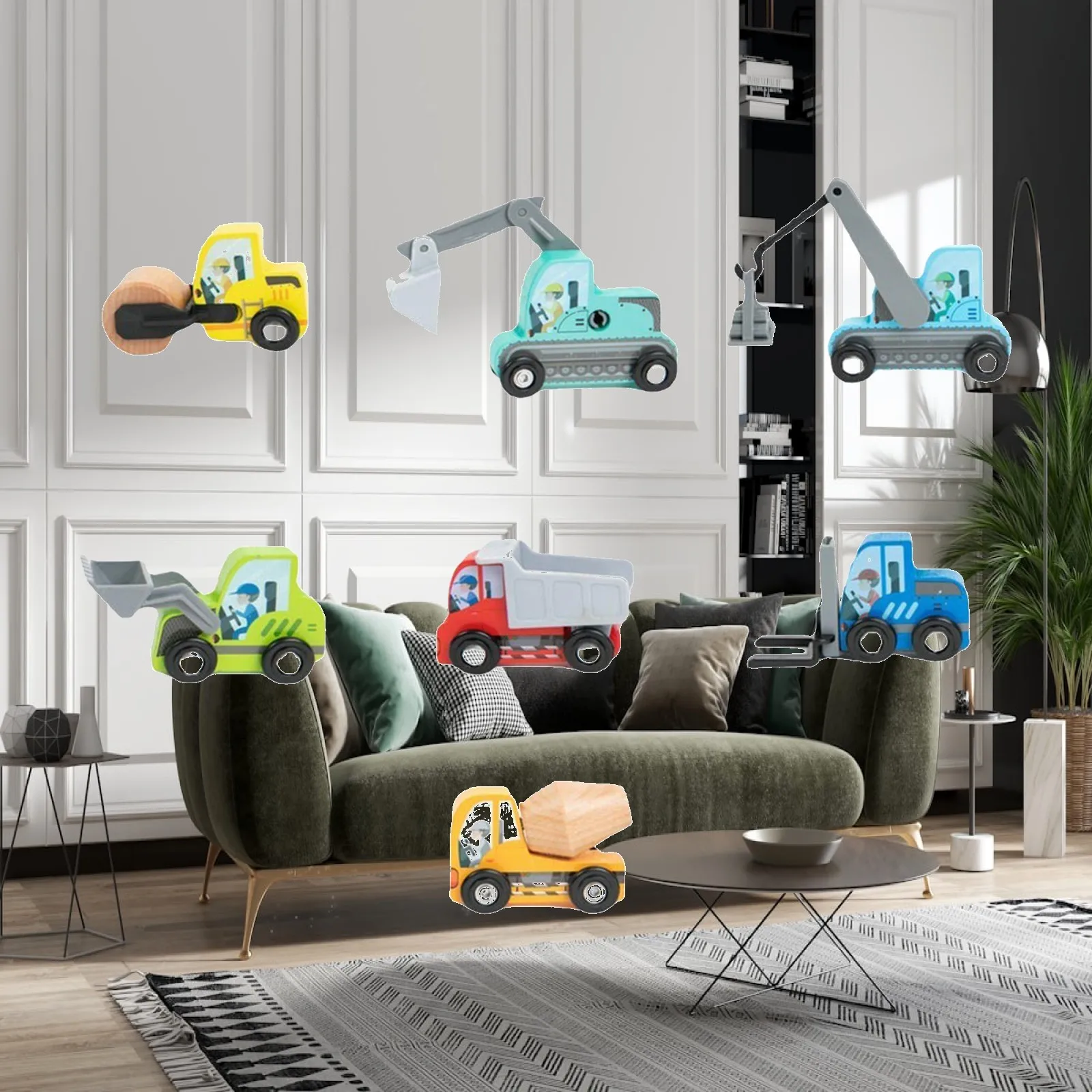 7Pcs Construction Toys Gift Excavators Party Supplies Travel Toys Realistic Early Educational Learning Game for Kids Age 1-3 2-4