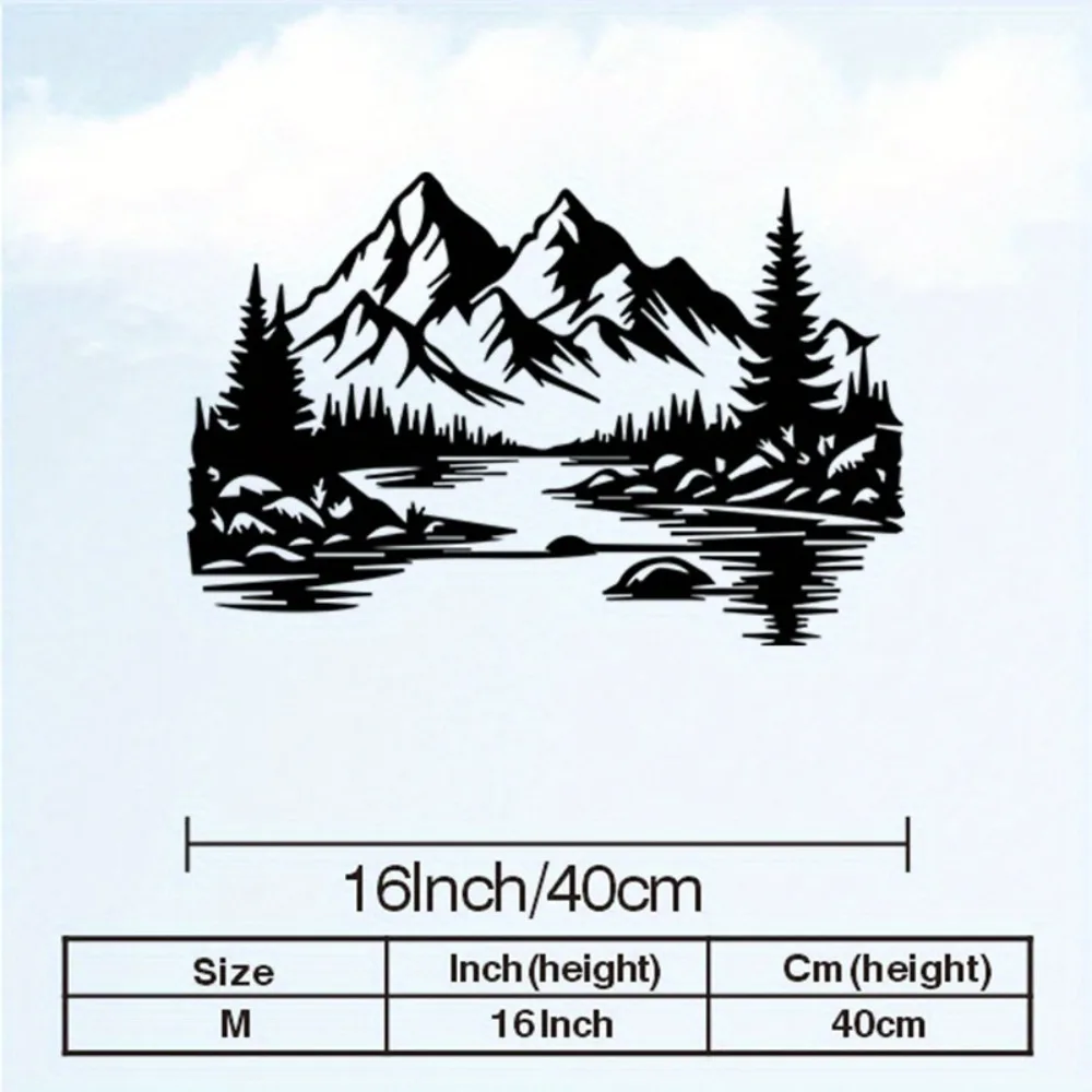 CIFBUY Iron Wall Art Mountain Pine Metal Wall Sculpture Outdoor Hanging Decor For Cabin Lodge Home Christmas Gift Wall Art