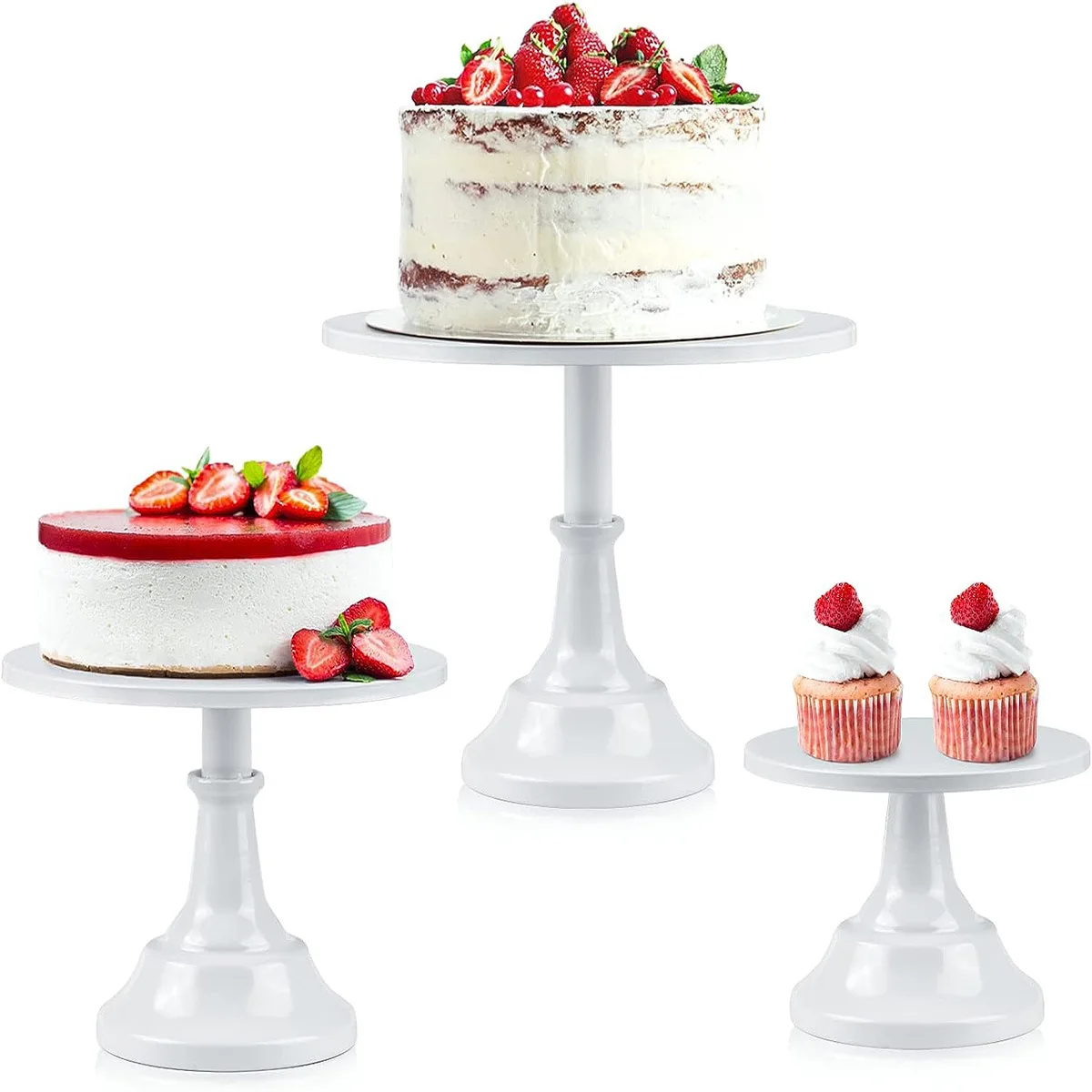 8PCS White Food Riser Cake Cookie Breads Fruit Buffet Stand Wedding Dessert Table Centerpieces Candy Bar Pastry Display Holder