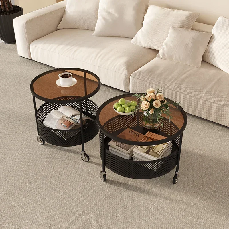 French Coffee Table 45cm Round Luxury Casters Sofa Companion Small Space Breakfast Station Wheeled Ottoman Decor